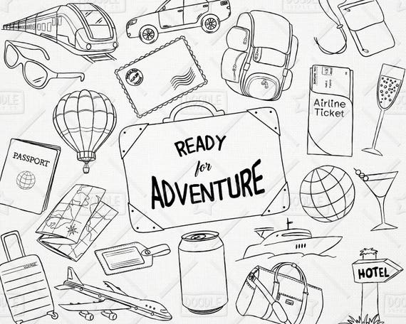 Download Doodle Travel Vector Pack Hand Drawn Clipart Vacation