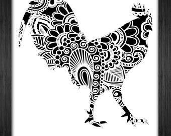 Download Rooster Stencil | Etsy Studio