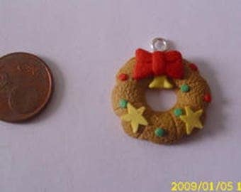 1 Crown charm/pendant star bow fimo 32 X 28 mm