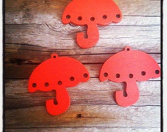set of 3 wooden red 35mm x 35mm umbrella