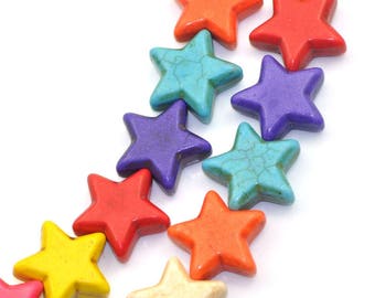 1 set of 24 star howlite 21 mm mix color