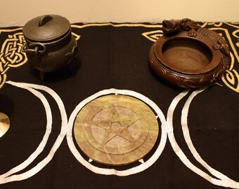 Soapstone Pentacle Altar Tile, Wiccan Altar Tile, Altar Tile, Pentacle Tile