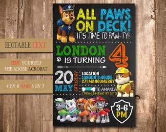 Paw Patrol, Paw Patrol Invitation, Paw Patrol Birthday, Paw Patrol Party, Paw Patrol Birthday Invitation, Paw Patrol Boy Invitation