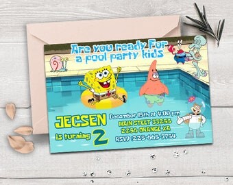Spongebob birthday, spongebob invitation, spongebob birthday party, spongebob printable, spongebob party supplies, spongebob birthday invite
