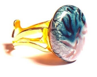 Emaill Blue Ceramic Art ring
