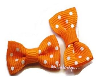 Set of 5 bow orange embellishments scrapbooking card making *.