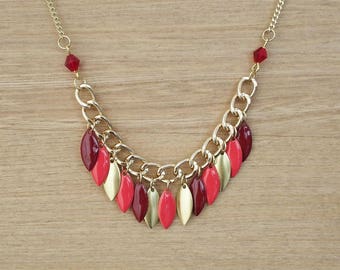 Boho necklace red Apache - enameled jewelry