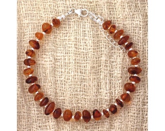 Genuine Baltic amber and 925 sterling silver bracelet