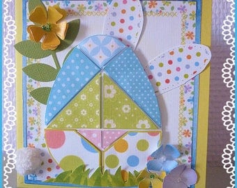 Funny Easter card: Bunny and egg tangram way