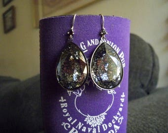 Big Bold Black Patina Swarovski Crystal Earrings 30x20mm BS5
