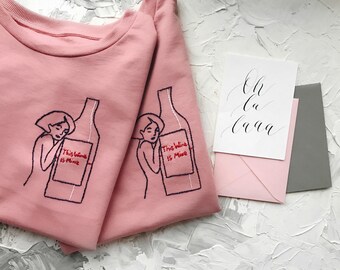 Custom crewneck sweatshirt, Personalized hand embroidered gift, Women's sweatshirt, Calligraphy Custom design sweater, gift for her