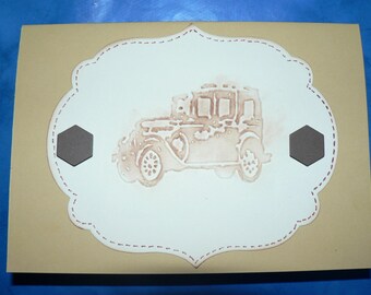 old car on bottom kraft card