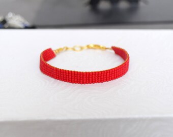 Matte red woven bracelet