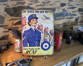 plated metal, reproduction poster WW2 royal canadian air force, deco cars