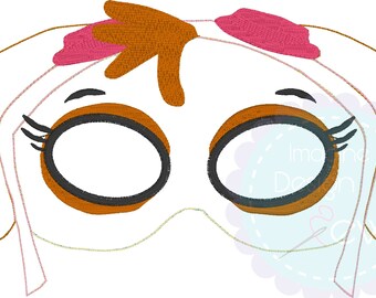 Paw Patrol Skye Inspired ITH mask machine embroidery applique design Instant Download