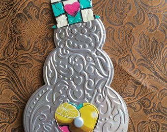 Snowman Ornament from Recycled Arizona Iced Tea can