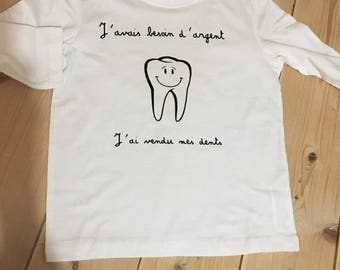 T-shirt sleeve long mixed tooth