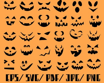 Pumpkin Faces Svg, Pumpkin Svg, pumpkin face vinyl, pumpkin face decals, pumpkin face stencil,Halloween Svg Silhouettes, Silhouette Files
