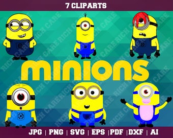 Minions Clipart – 6(Svg, Eps, Png, Jpg Files) – 300 PPI – Minions Decoration – Despicable Me Printable – Minions Birthday – Minions Vector