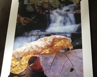 Blank card fronted with a waterfall in Erving State Forest MA