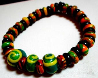 85 in colorful polymer clay Beads Bracelet
