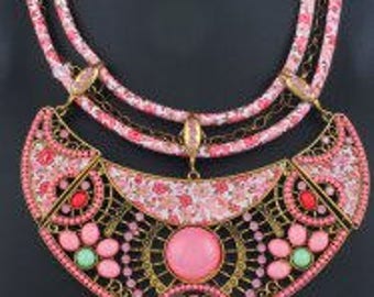 Ethnic Floral Enamel Statement Necklace