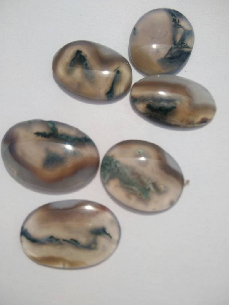 Moss agate perfect lot of moss agate cabochons of 6 pcs and
