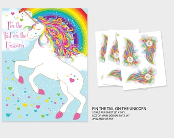 unicorn pin the tail etsy