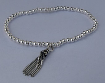 7MM SIMPLE PEARL BRACELET ON ELASTIC - BLACK main image 1