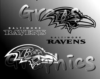 Baltimore Ravens Primary Logo with Logotype Single Color - SVG - DXF - EPS - Vectors