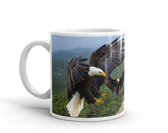American Eagles Mug, Eagles in Flight Cup, Eagle Design Coffee Mug, Wildlife Java Jug, Perfect Gift for Animal Lovers, Great Gift Ideas