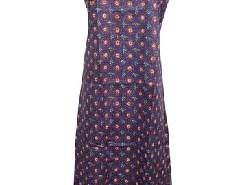 My Summer Love Cotton Long Dress Blue Pink Printed Gypsy Hippie Chic Boho Style Womens Comfy Sundress S/M