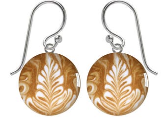 Coffee Art Sterling Silver Meniscus Earrings