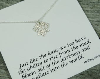 Lotus Flower Necklace - Sterling Silver - Inspirational Jewelry - Lotus Flower Charm - Spiritual Jewelry - Buddhist - Flower Necklace - Yoga