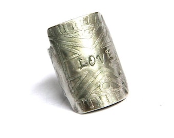 Etched Tribal Silver LOVE Ring (R507)
