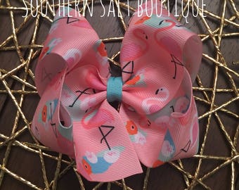 Flamingo Hair Bow -Boutique Hair Bow - Girls Hair Bow