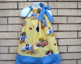 Disney inspired Snow White Pillowcase Dress on Yellow, Sizes 3M up to 8 years