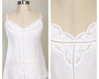 80s Vanity Fair Cotton Eyelet Camisole, Size Small