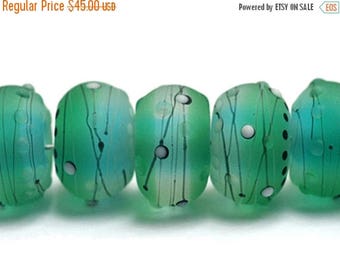 ON SALE 30% off NEW! Handmade Glass Lampwork Bead Set - 10508801 Seven Emerald City Rondelle Beads
