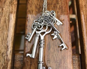 Key Necklace, Steampunk Key Necklace, skeleton key necklace, Steampunk Jewelry,
