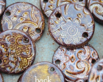 2 Copper Pottery Pendants or Beads