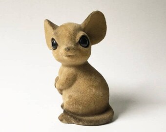 SALE Flocked Mouse Decorative Mouse Fuzzy Mouse Statue Mouse figurine