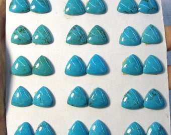 20% OFF SALE Natural Kingman Turquoise Cabochon 12mm Trillion Triangle , QTY2, Matched Pair Blue Gemstone 11/18E
