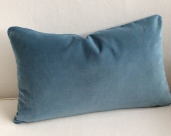 VELVET decorative Pillow 12x20 includes insert wedgewood blue