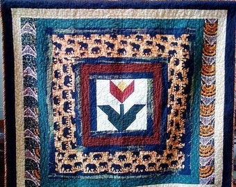Festival Sale Awesome African Elephants in My Garden (Number 3) Wallhanging quilt