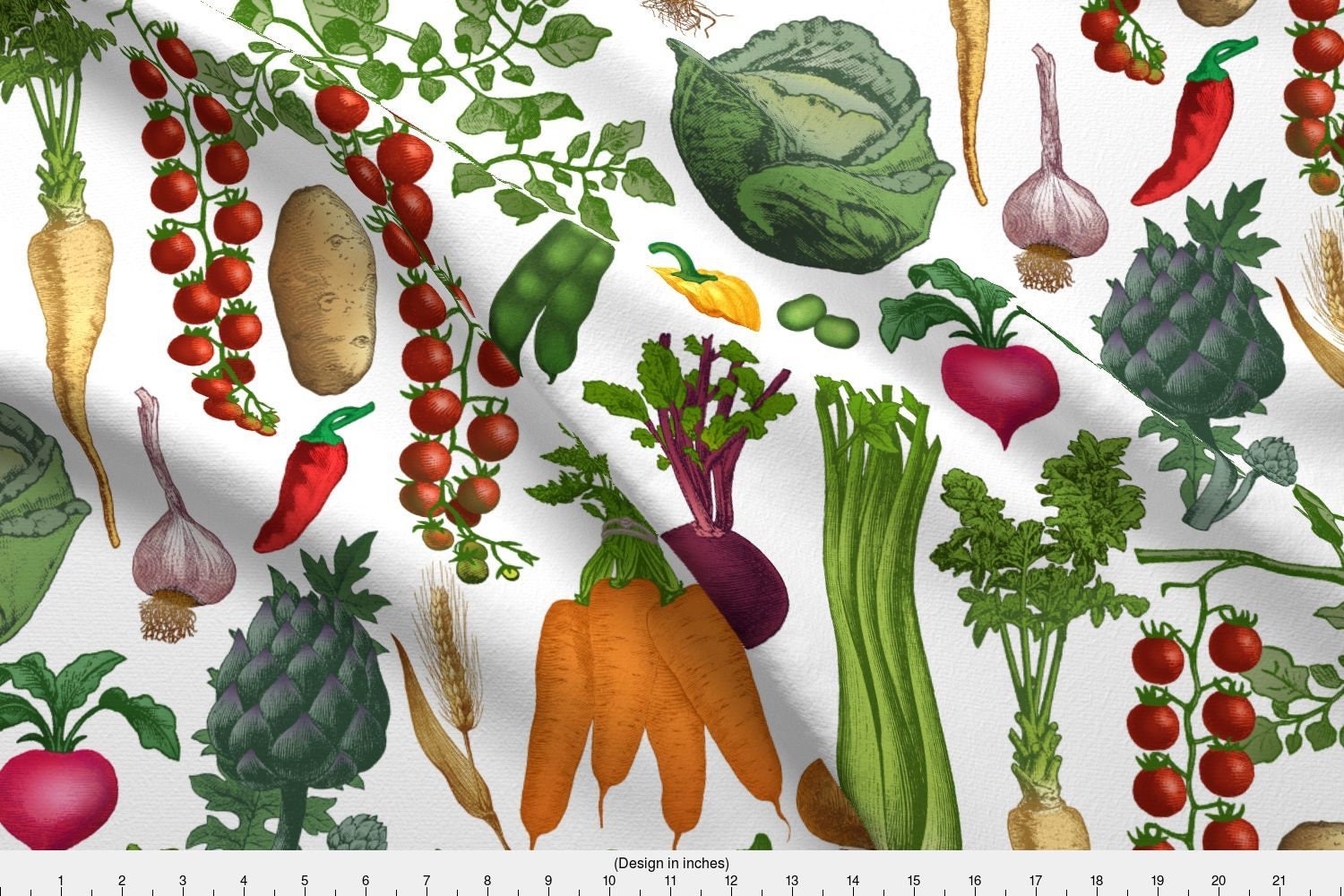 Summer Vegetables Fabric - Vitamins A To Zee By Stitchyrichie - Summer ...