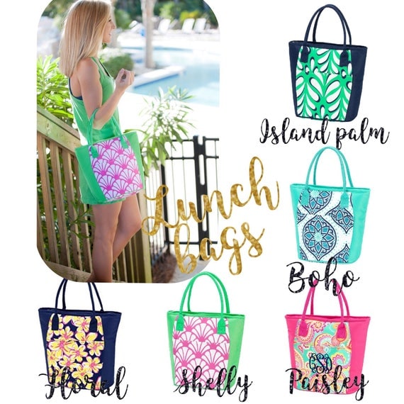 Monogrammed lunch bag personalized lunch bag beach cooler