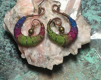 Himalayan Sari Silk Wrapped Earrings