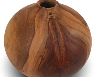 Orange Fire - Sweet Cherry Hollow Vessel - Woodturned Vessel - Wooden Decor