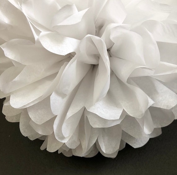 OPTIC WHITE tissue paper pompom traditional wedding decorations aisle arbor chair marker baby bridal shower christening baptism dedication Il_570xn